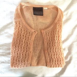 Anthropologie Guinevere Cardigan / sweater • light pink peach delicate knit
